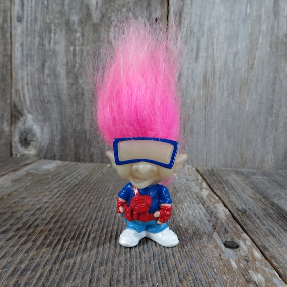 Vintage Troll muñeca rosa hair gafas brillan en Burger - Etsy España