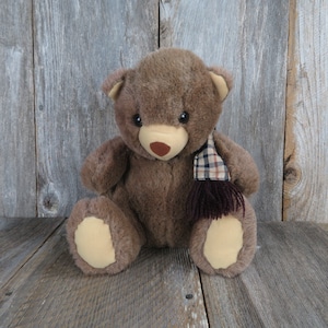 Vintage Teddy Bear Plush Arthur Stuffed Bear Plush Dakin 1984 Scarf Stuffed Animal