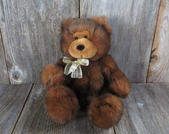 vintage Teddy Bear Brown Ruban jaune Assis Dan Dee Soft