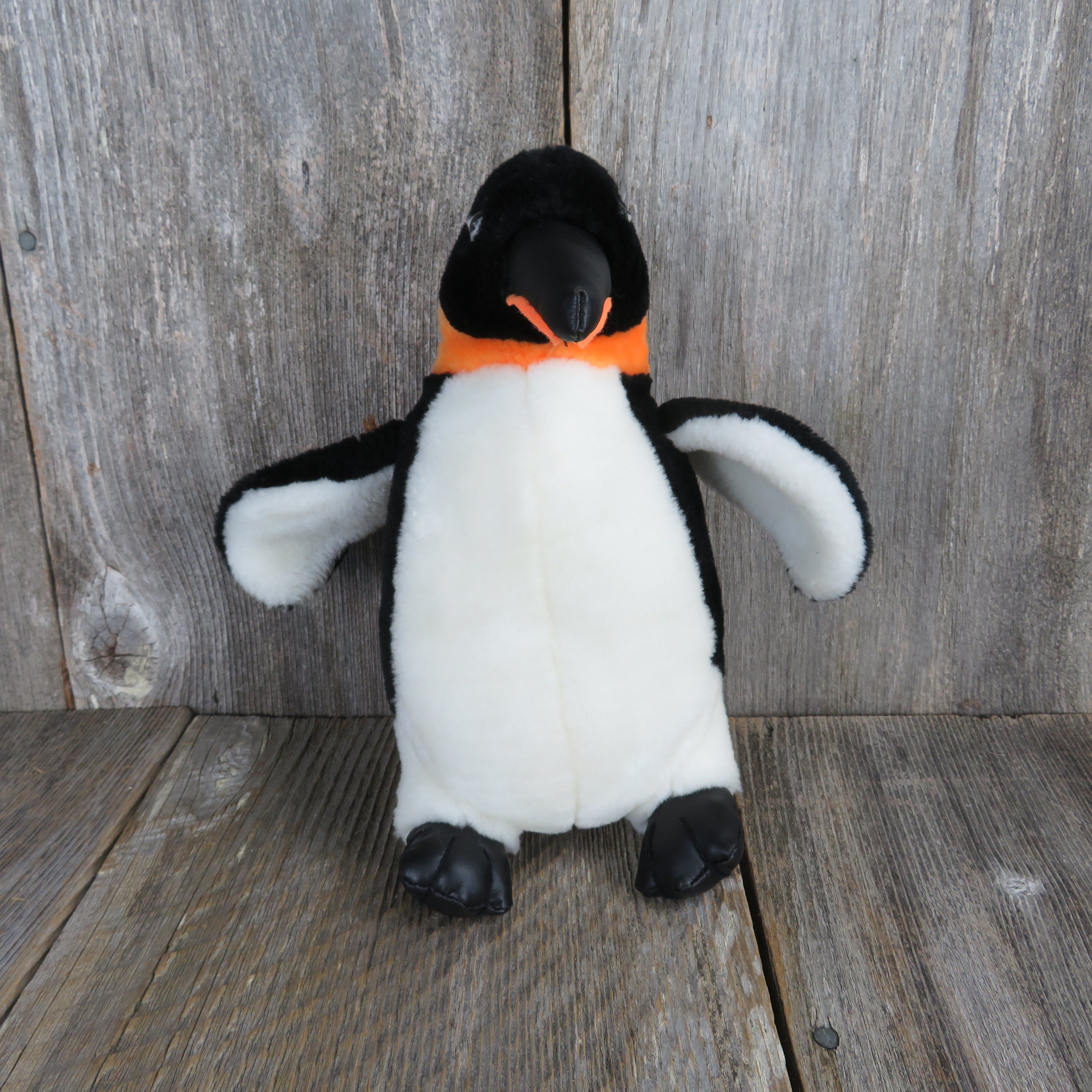 Penguin Plush Black White Vinyl Beak Orange Bird Stuffed