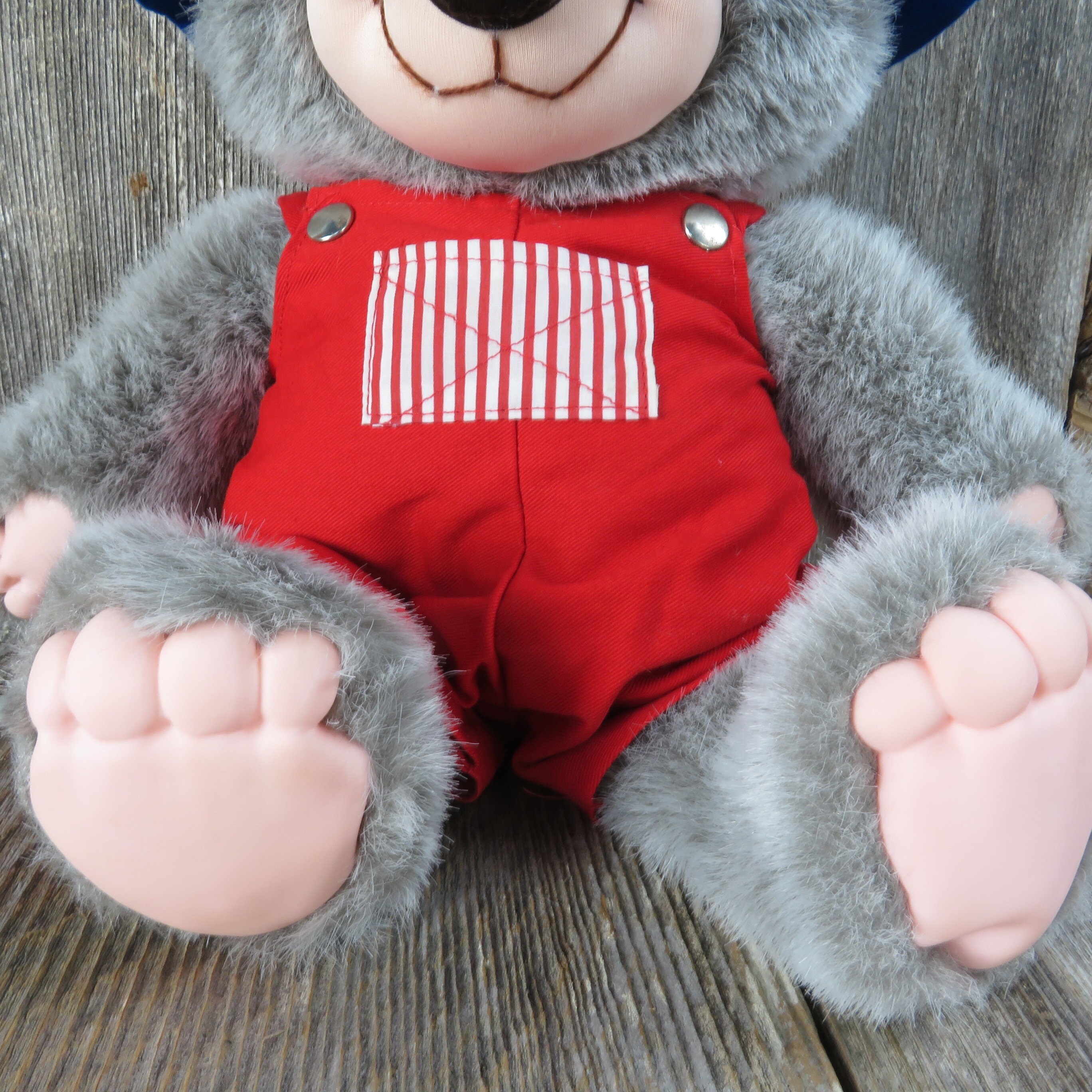 Vintage Hatfield Jethro Teddy Bear Plush Blue Hat Red Bib Overalls