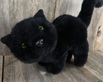 Vintage Black Cat Plush Chrisha Playful Kitten Kitty Halloween Arched