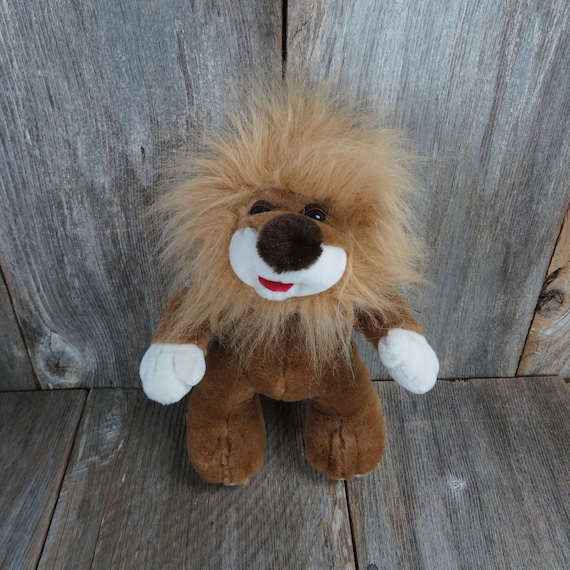 Vintage Lion Plush Standing Plastic Eyelids Bandana Toys House