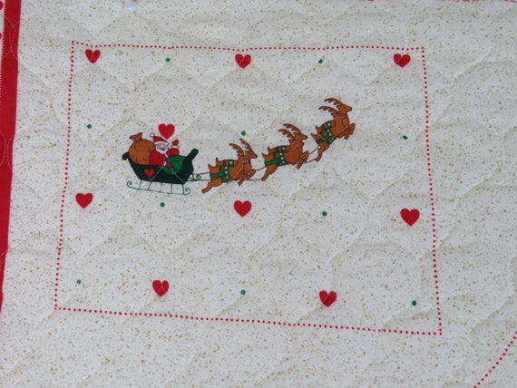 Vintage Christmas Apron Cut Sew Fabric Panel Quilted Ameritex