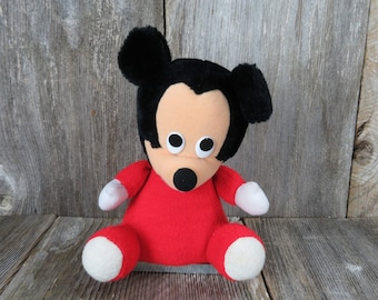 Vintage Applause Russ Berrie Mickey Mouse Red Body Plush Stuffed Walt Disney Productions Made in Korea