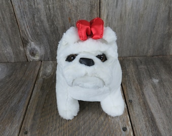 1960年代のヴィンテージブルドッグぬいぐるみ：キッチュなビニール製犬