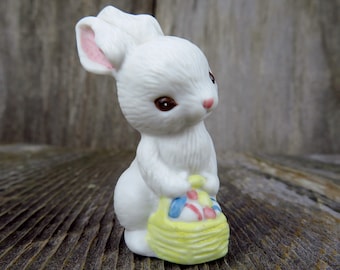 Vintage Bunny Rabbit Figurine Hallmark Cards Easter Figure White Hare 1982 Ceramic