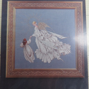 Angel of Mercy Cross Stitch Pattern Lavender Lace Blue Christmas Holiday Victorian Angle