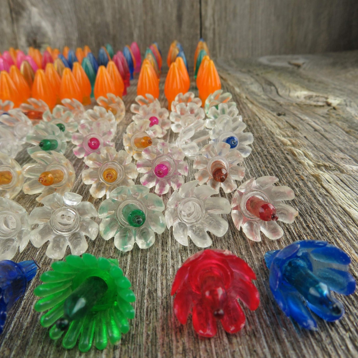 Vintage Christmas Light Reflectors Covers Plastic Petal Star Etsy