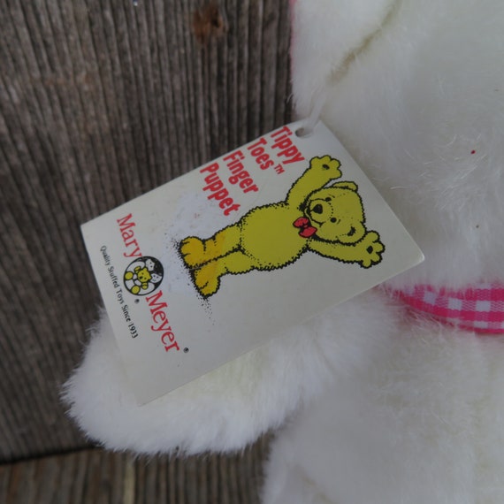 Vintage Cat Kitty Finger Puppet Plush Kitten Mary Meyer Pink Bow