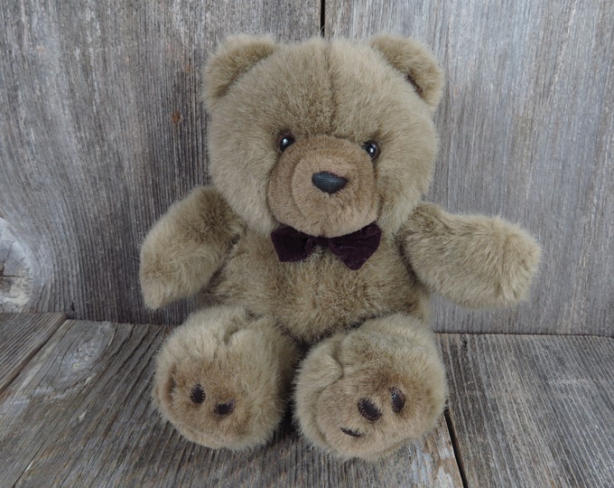 Vintage Teddy Bear Plush Playful Pals Mervyns Stuffed Animal Brown Bow ...