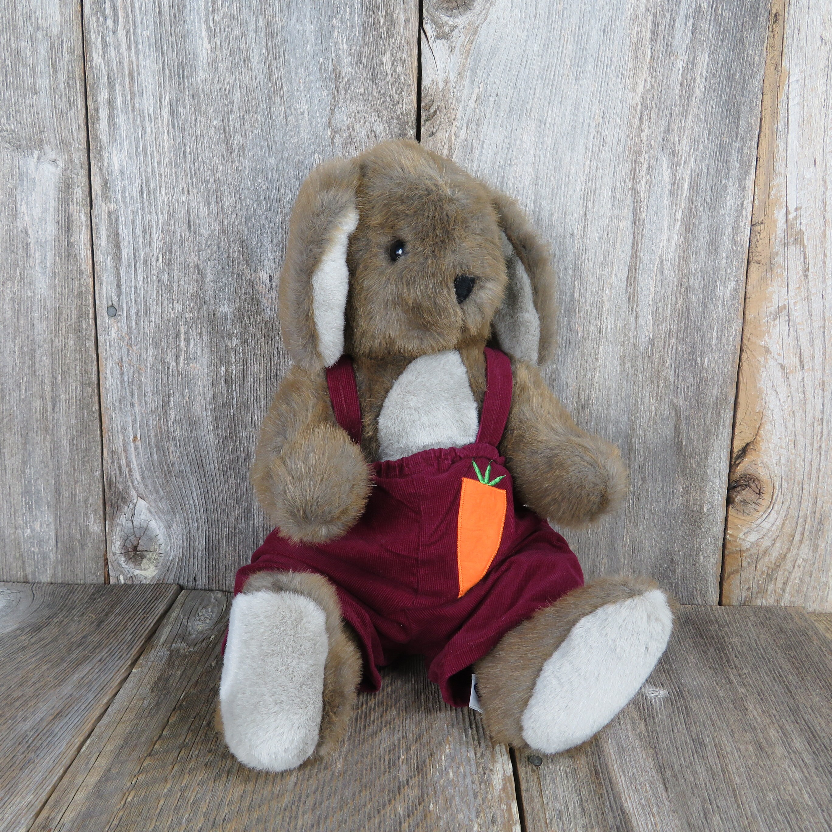 Vintage Bunny Rabbit Plush Droopy Ears Bib Overalls Mervyn's