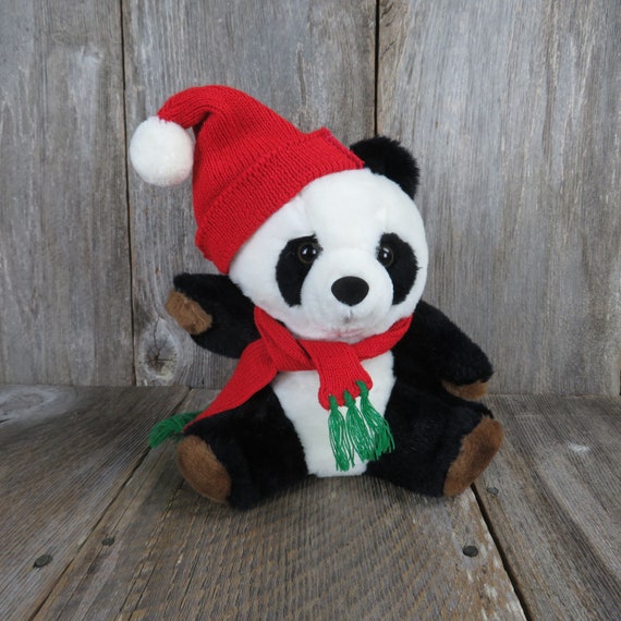 Vintage Winter Panda Bear Plush Brown Paws Red Knit Hat Scarf Christmas  Made in Korea -  Canada