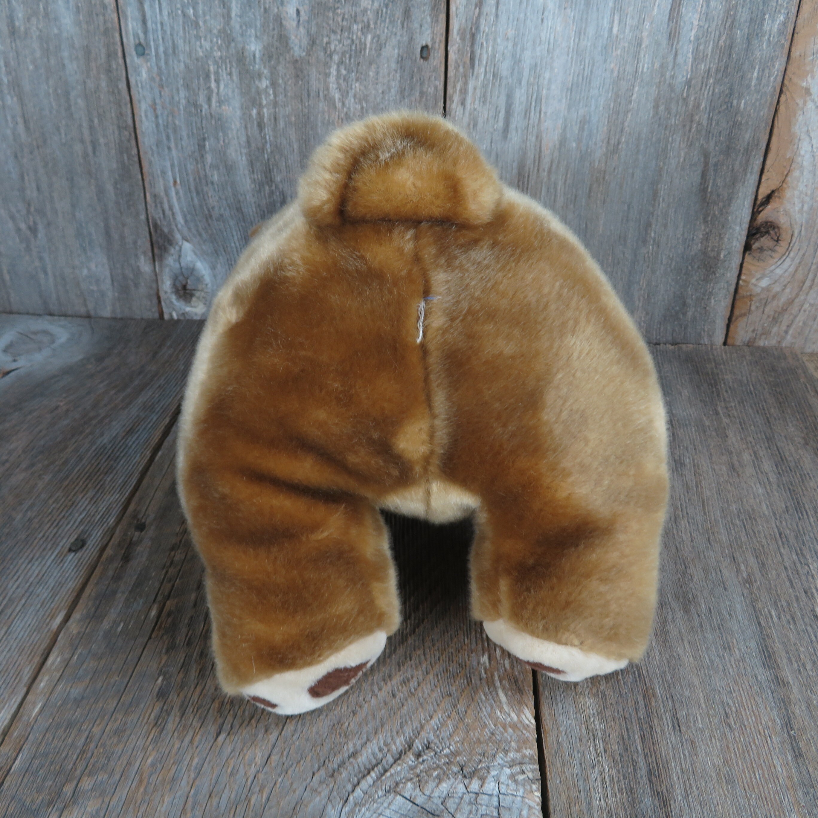 Teddy Bear Plush Stuffed Animal Flocked Nose Plaid Gingham Bow Vintage ...