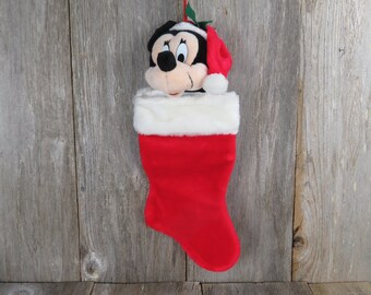 Vintage Minnie Mouse Christmas Stocking Plush Santa Hat Disney Santa's Best