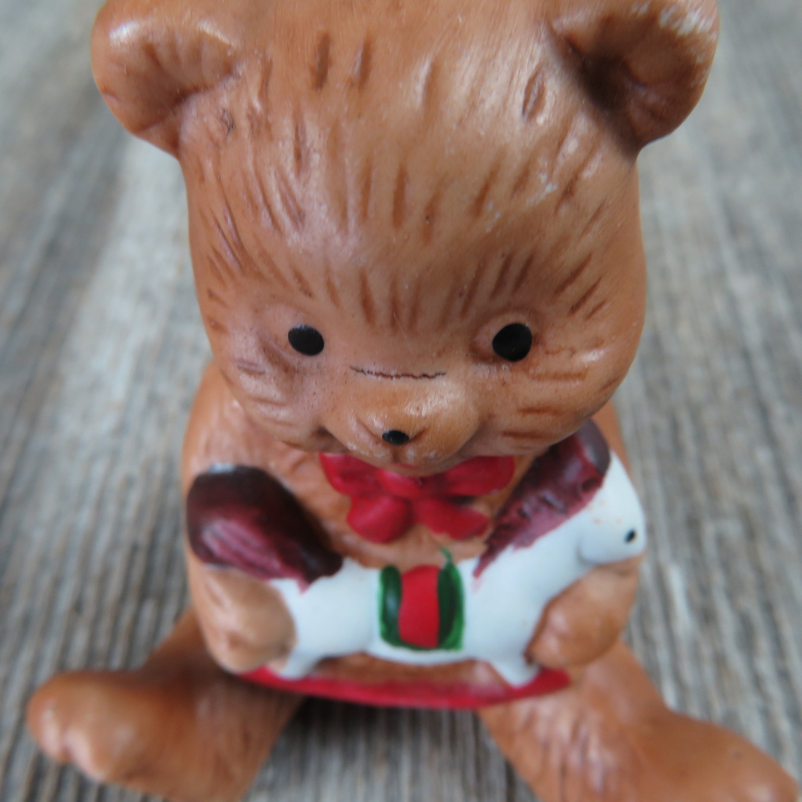 Vintage Teddy Bear With Rocking Horse Toy Ornament Ceramic | Etsy