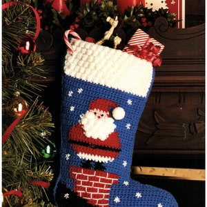 Vintage Crochet Christmas Stocking Pattern Snowman Santa Claus Sleeping Children PDF Pattern Download PDF Instructions Pattern