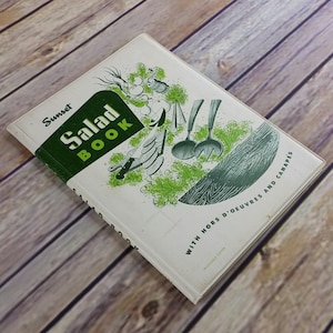 Vintage Cookbook Sunset Salad Book Recipes 1957 Eighth Printing Washable Cover Salads Hors D&#39;oeuvres and Canapes