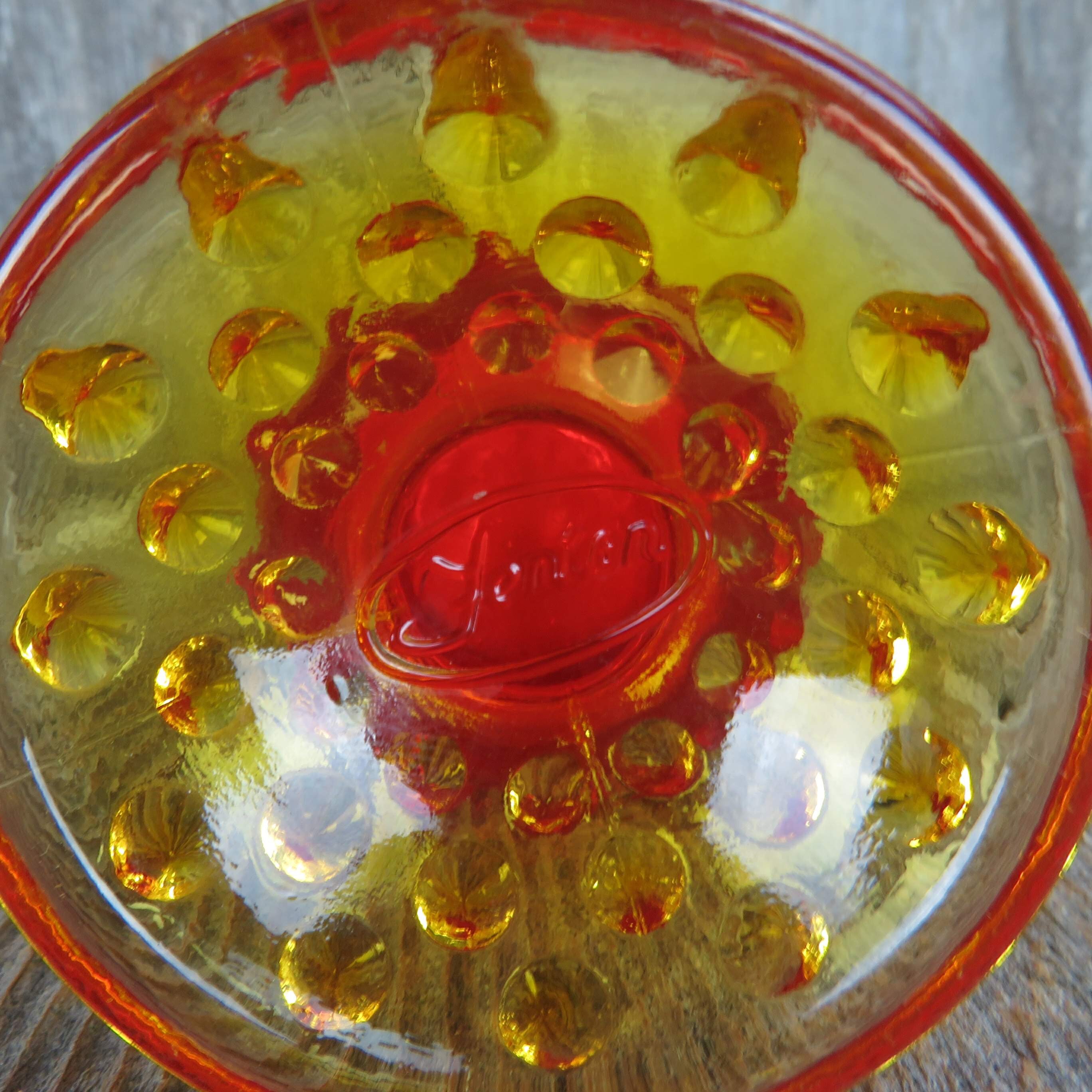 ヴィンテージ フェントン アート ガラス レッド オレンジ イエロー