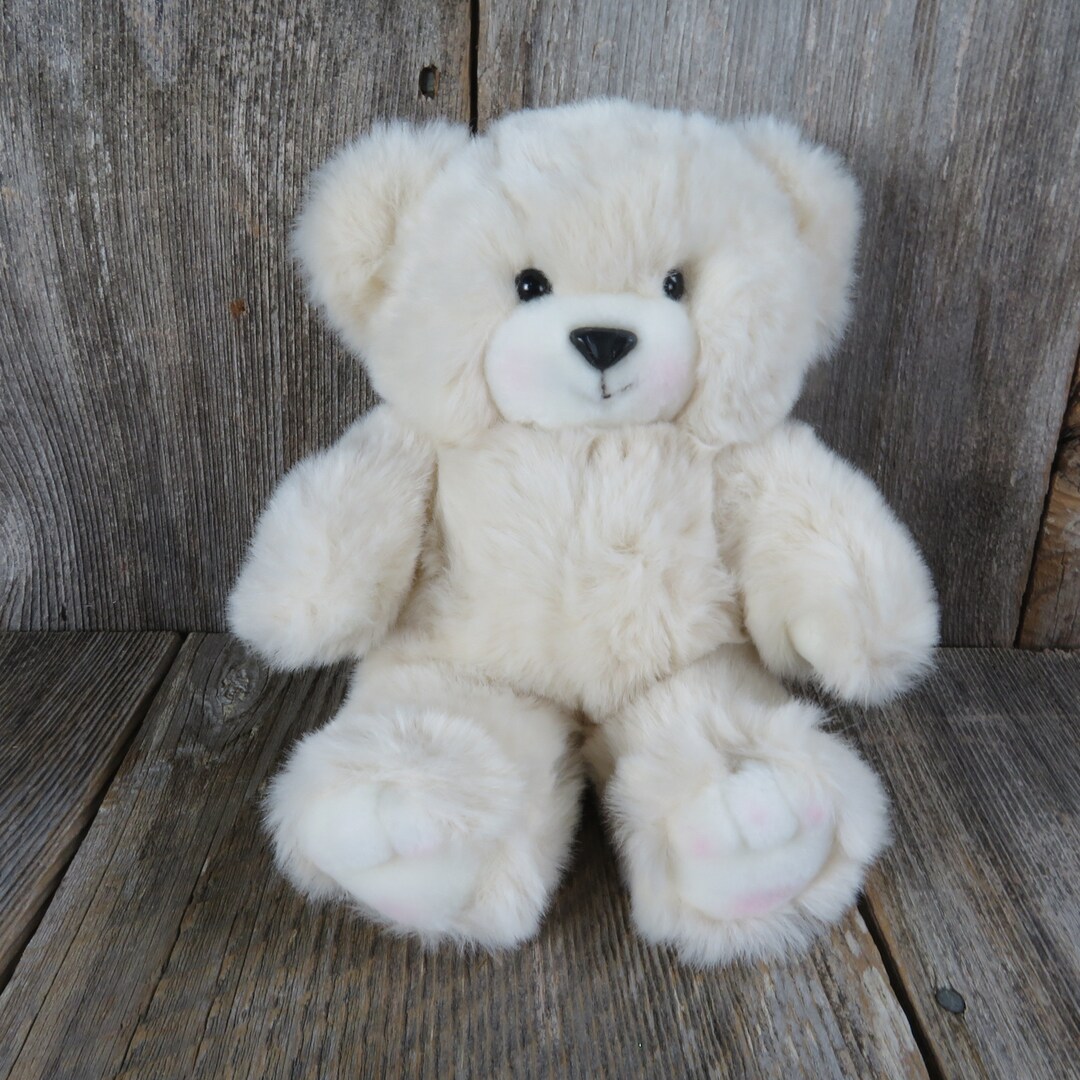 Vintage White Teddy Bear Plush Brad Bear Stuffed Animal 24k Polar Puff ...