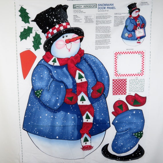 Christmas Door Panel Cut Sew Fabric Snowman Daisy Kingdom Vintage