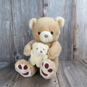 Mamá Oso de peluche Mamá con bebé Cachorro Animal de peluche Diamante Juguetes de peluche Abrazando Marrón