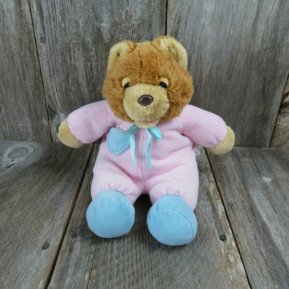 Vintage Teddy Bear Plush Droopy Eyes Flocked Nose Pink Pajamas | Etsy
