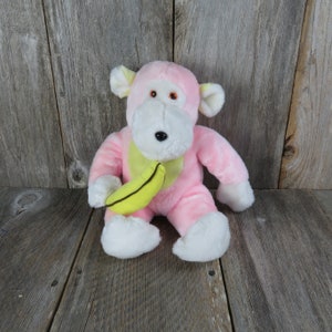 Vintage Pink Gorilla Plush Monkey Ape with Banana Jaisy Stuffed Animal