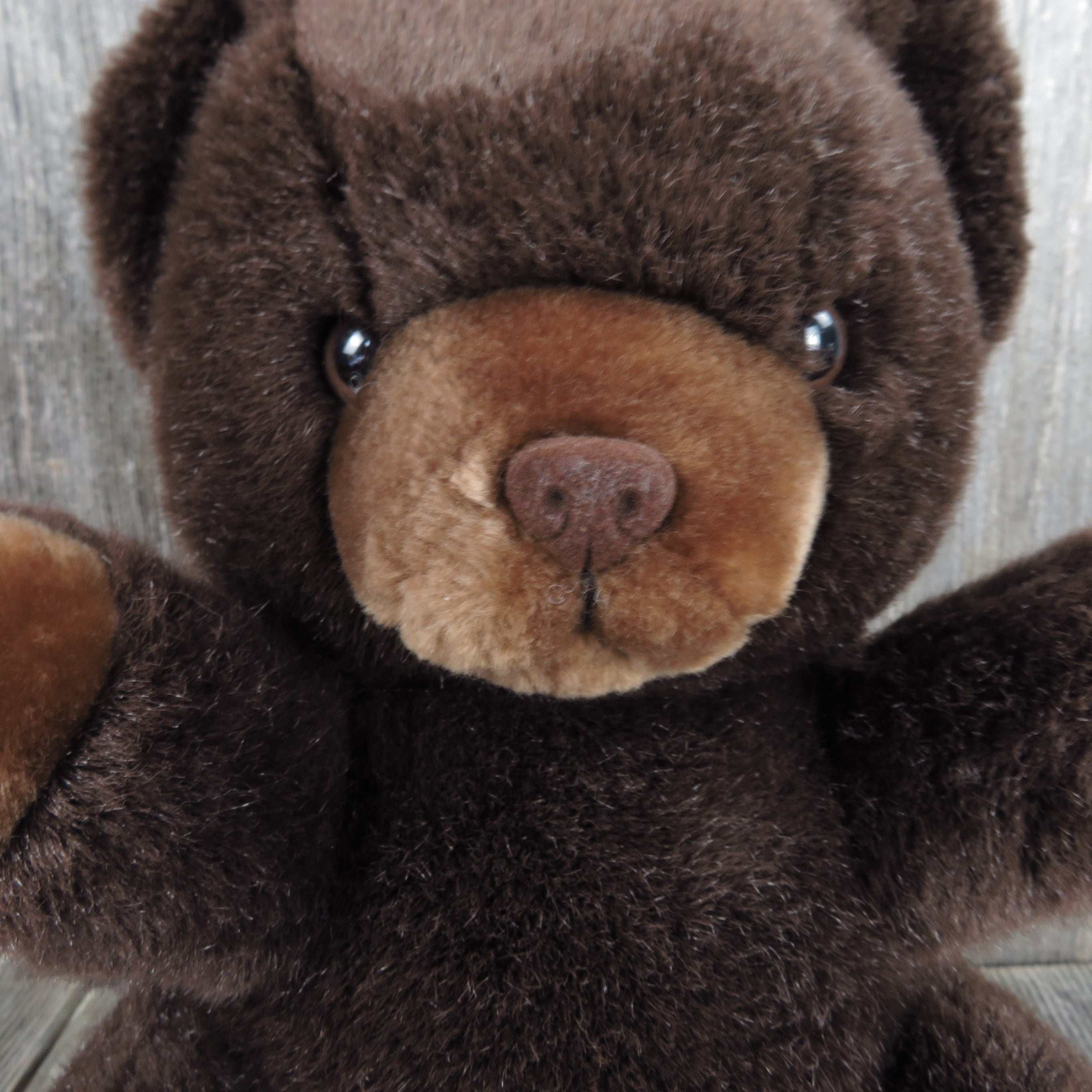 Vintage Teddy Bear Plush Brown Flocked Nose Russ Grizzly Love Pets ...