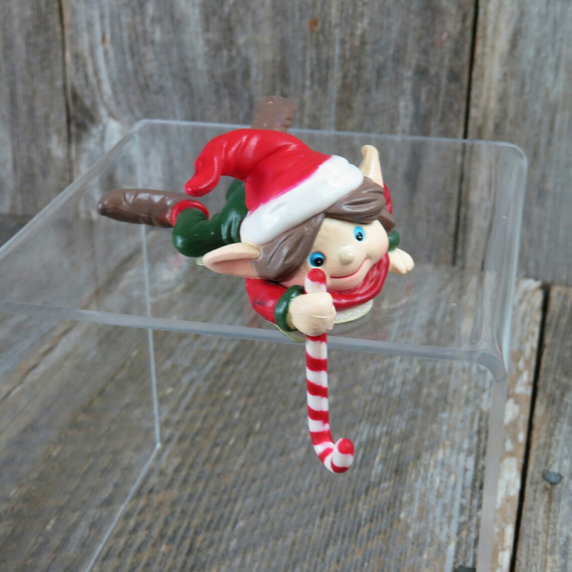 Vintage Elf Stocking Holder Christmas Laying Helper Candy Cane Etsy