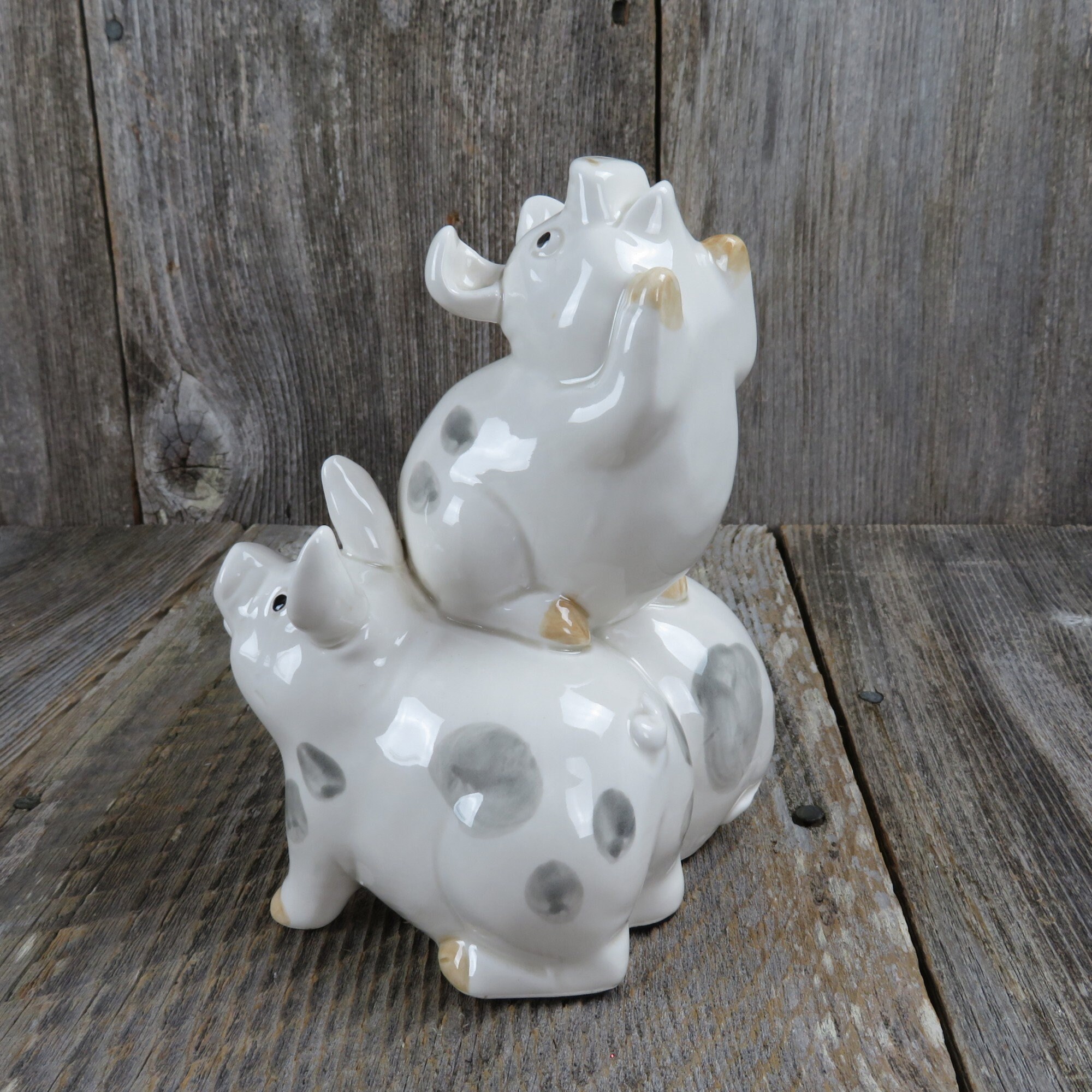Vintage Stacked Pigs Figurine Omnibus OCI Japan Fitz Floyd Pig