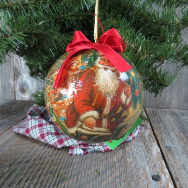 Vintage Santa Paper Mache Ball Ornament Weihnachten St Nick Martha es Rubino