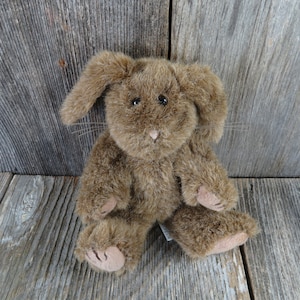 Vintage Rabbit Plush Chrisha Playful Plush Brown Jointed Easter Bunny Stuffed Animal 1988 Velvet Ears