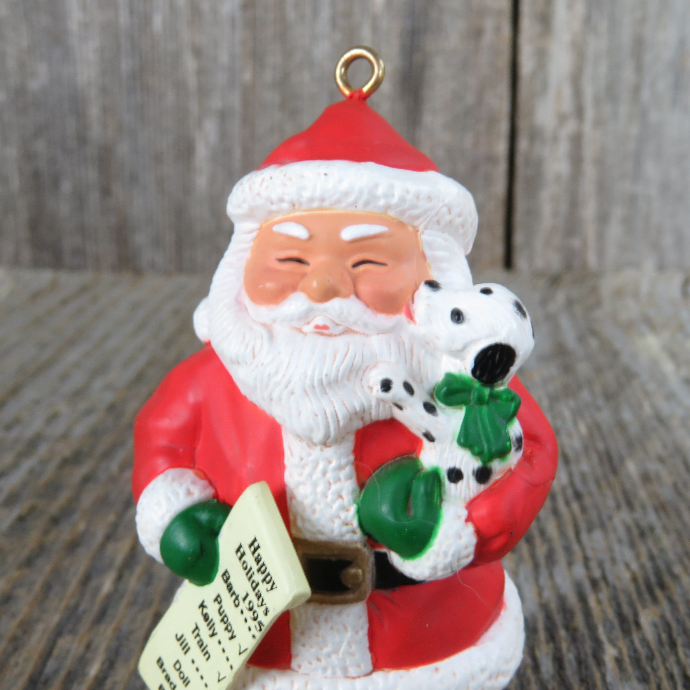 Vintage Santa Claus Dog Ornament Santa's List Dalmation Puppy