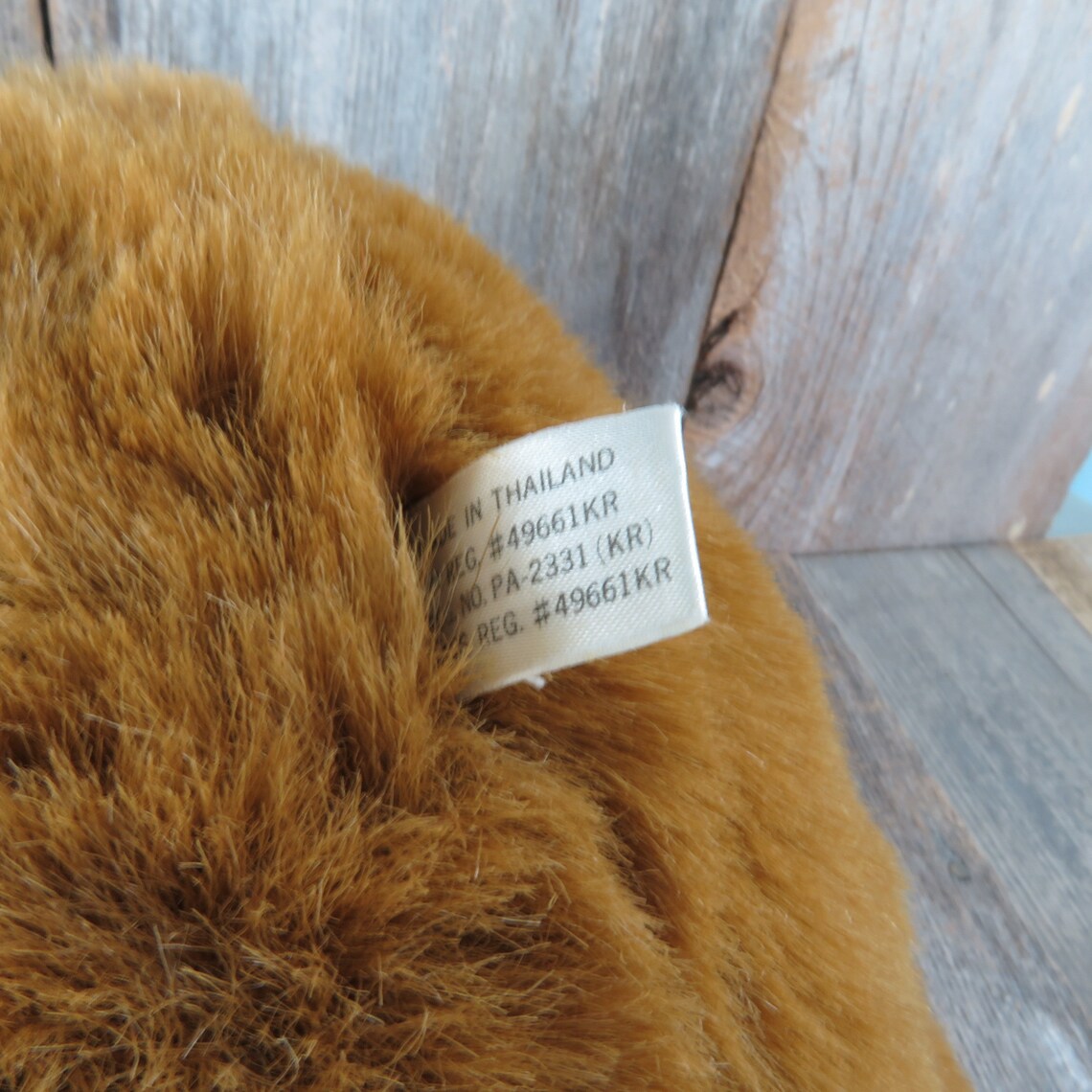 Vintage Large Brown Teddy Bear Plush Bow Flocked Nose Ribbon Stuffed ...