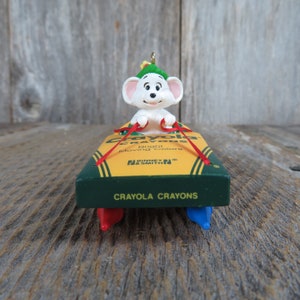 Vintage Crayola Mouse Sled Ornament Hallmark Crayon Mice Ski Snow 1990 Christmas