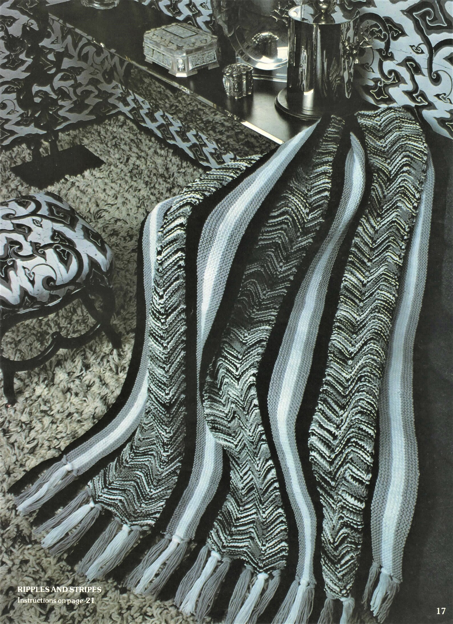 Vintage Knit Afghan Pattern Ripples and Stripes Knitted Stitch Etsy