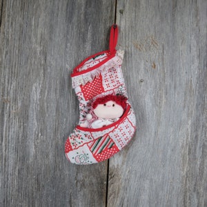 Vintage Calico Patchwork Doll Plush Christmas Stocking MINI Rag Doll Ruffle Lace