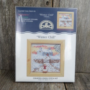 Counted Cross Stitch Kit Winter Chill House With Stone Wall Beginner Level  DMC Easy