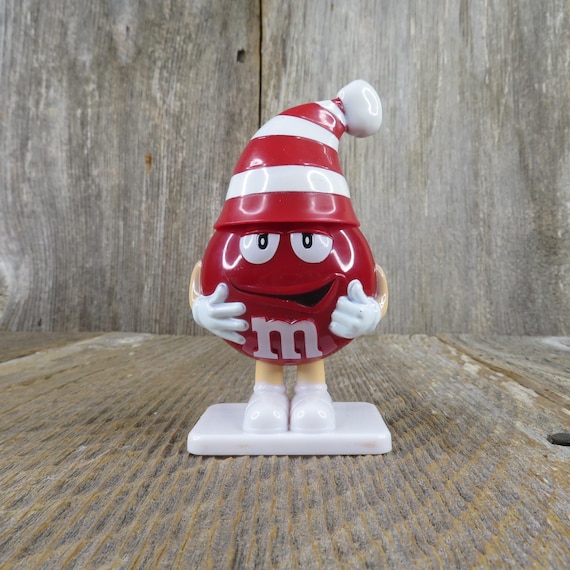 Red M&M Character Christmas Figurine in a Removable Santa Hat Mars