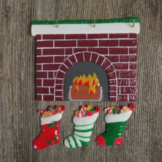Stocking Fireplace Magnets Vintage Christmas Refrigerator Memo Etsy