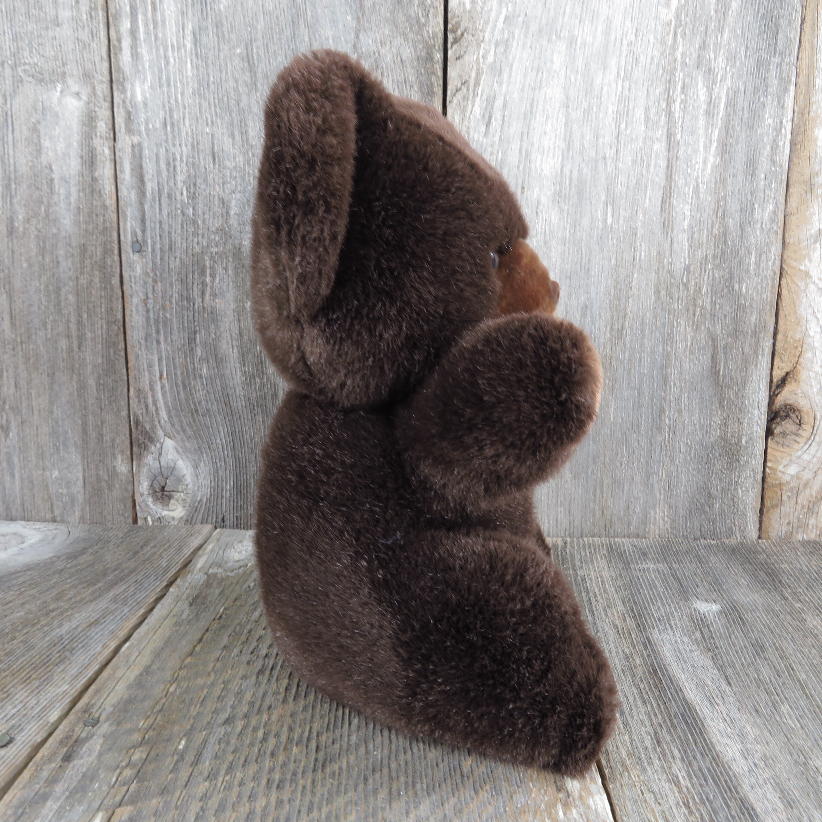 Vintage Teddy Bear Plush Brown Flocked Nose Russ Grizzly Love Pets ...