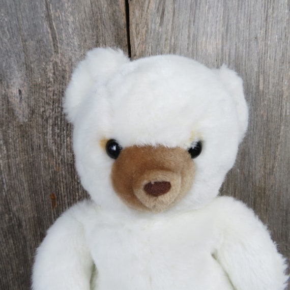 Vintage Standing White Bear Plush Brown Nose Paw Pads Polar Bear