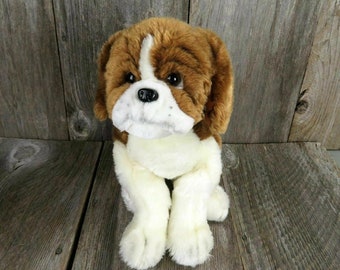 パーソナライズされたセントバーナード子犬のぬいぐるみ：刻印タグ