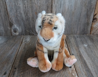 Tiger Plush Cat Cub Stuffed Animal Six Flags Pink Nose Green Eyes