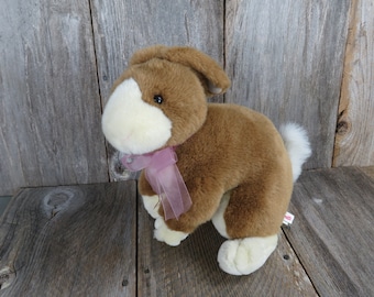 Konijn Konijn Pluche Bruin en Crème Zittend Gemenebest Paasdoel Haas Wit Knuffeldier 1999