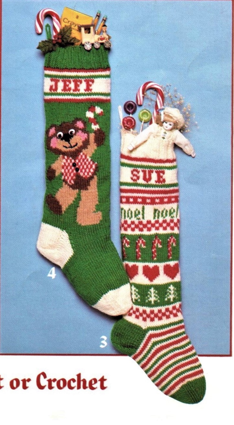 Vintage Knit Crochet Christmas Stocking Pattern Fair Isle Etsy