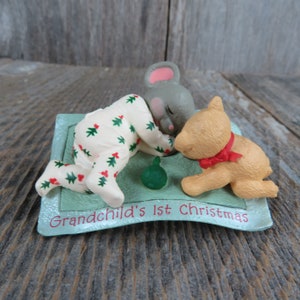 Vintage Baby Mouse on Blanket Clip Ornament Grandchild&#39;s First Christmas Hallmark Teddy Bear 1994
