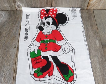 Vintage Minnie Mouse Fabric Panel Ameritex Walt Disney Cut Sew Christmas Mrs Claus Pillow Doll