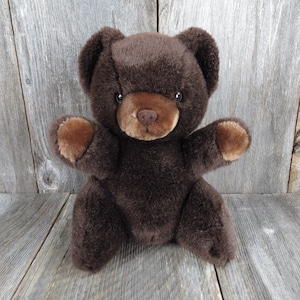 Vintage Teddy Bear Plush Brown Flocked Nose Russ Grizzly Love Pets Stuffed Animal Korea Short Legs
